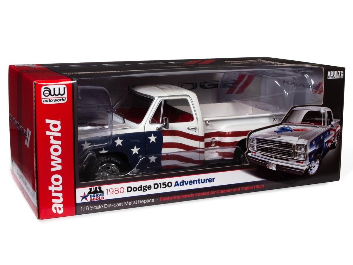 Auto World '80 Dodge D150 Patriotic Pick-Up Truck 1:18 Scale