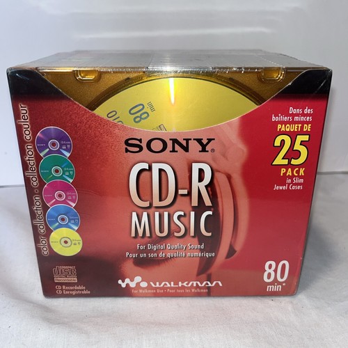 Sony CDR Music Blank CD’s 25 Pack Slim Color Jewel Cases 80 Min