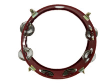 New 7" TUNABLE HEADED TAMBOURINE Red hand percussion tamborine drum jingles