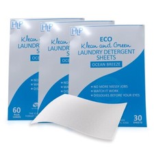 ECO Clean  Green Laundry Detergent Sheets Fragrance Free 3-PACK FREE SHIPPING.