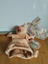 Doudou ours marionnette beige cœurs rouges BioDours 100% bio neuf avec étiquette