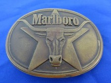 Vntage 1987 Marlboro Cgarette Solid Brass Longhorn Belt Buckle Advertising