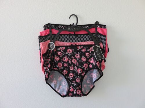 (#017) Delta Burke Brief Underwear Panties Floral 5-Pair Polyester Size 1X