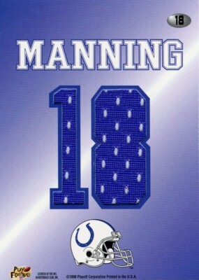 PEYTON MANNING ( 1998 ) TRIPLE ( BLUE ) PLAYOFF JERSEY COLTS THREADS ROOKIE CARD