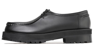 Firenze Atelier Men's Matte Black Leather Wallabee Moc Toe Derby