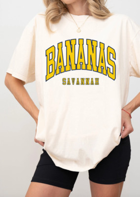 New Savannah Bananas Varsity Letter T-Shirt, Beige