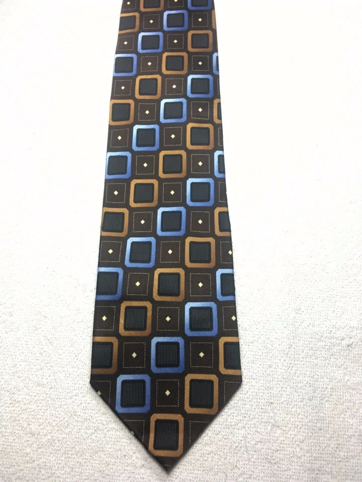KILBURNE AND FINCH MENS TIE BROWN WITH BLUE AND GOLD 3.75 X 60 NWT - Image 2 of 4