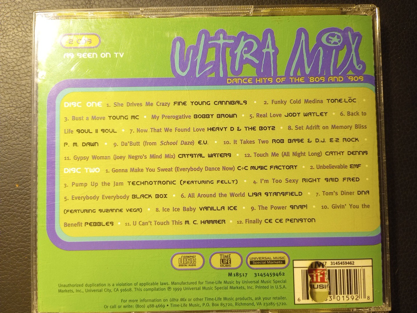 Ultra Mix Dance Hits Of The '80's & '90's2 CD SetTime LifePROMO
