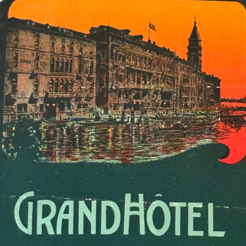 Vintage Hotel Reise Gepäck Etikett Grand Hotel Venise Venedig Italien Italian - Bild 2 von 6