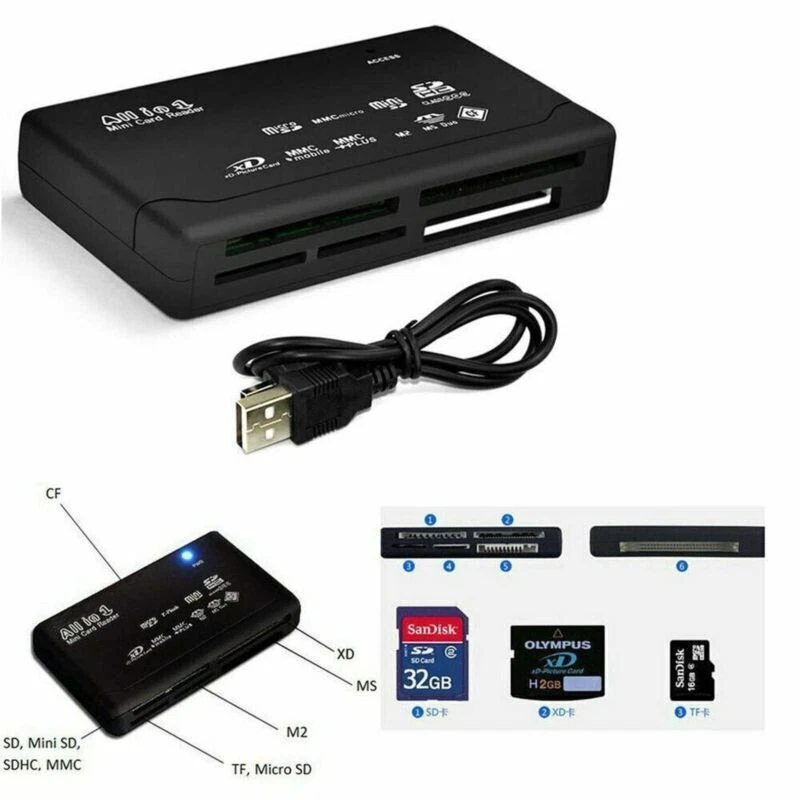 Memory Card Reader Mini 26-IN-1 USB 2.0 High Speed For CF xD SD MS SDHC - Image 3 of 4