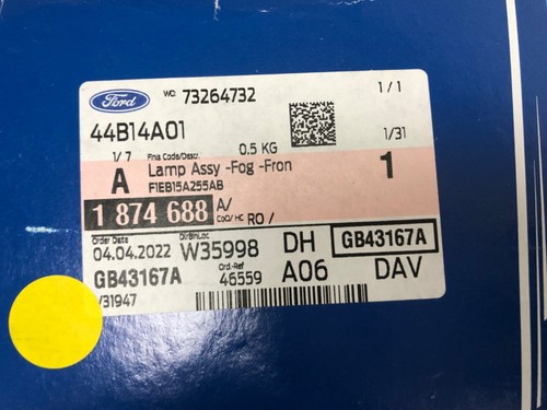 Genuine Ford C-Max Fiesta Transit Mondeo Front UK N/S Fog Lamp - 1874688 - Picture 4 of 4