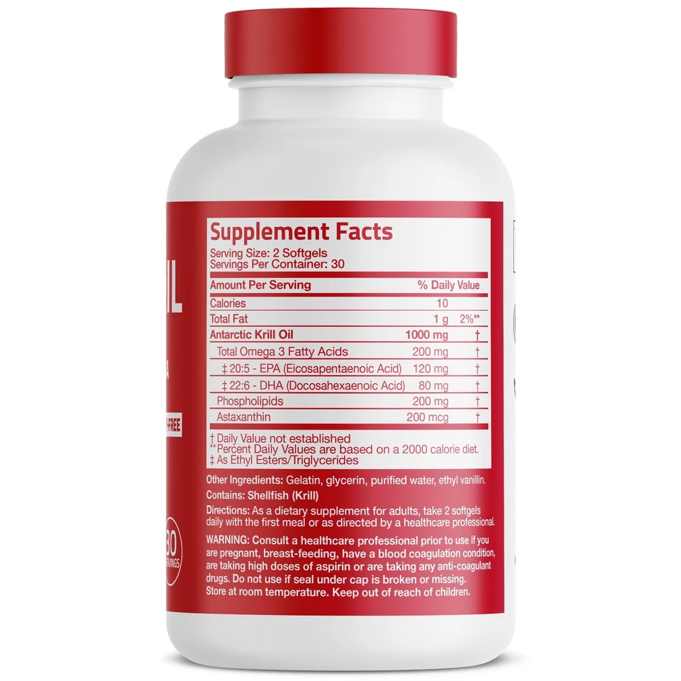 Antarctic Krill Oil 1000mg with Omega-3s EPA, DHA and Astaxanthin - Image 4 of 4