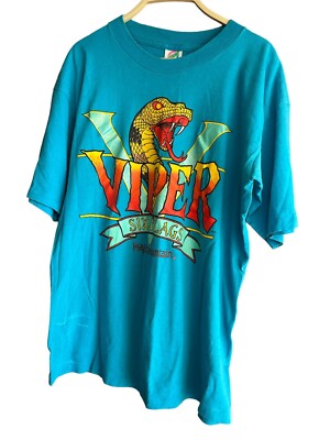 Vintage 90s Six Flags Magic Mountain Viper Rollercoaster Glitter T Shirt