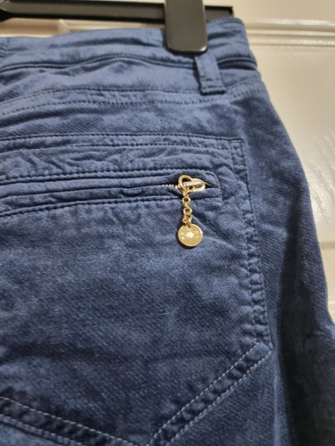 Elisabetta Franchi Women's Navy Blue Velvet Velour Trousers Size 29 - Picture 6 of 7
