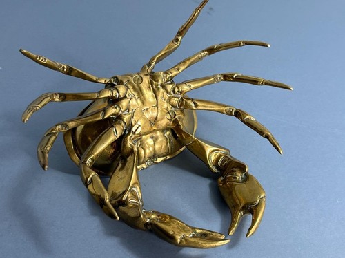SCARCE UNUSUAL ANTIQUE VICTORIAN BRASS NATURALISTIC CRAB INKWELL & LINER - Picture 23 of 24