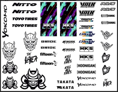rc drift car stickers printed on white vinyl logos 8 5 x11 sheets drifting hks ebay