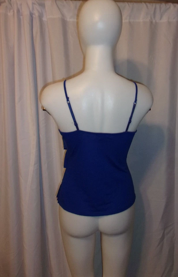 Top cami GLO para mujer azul cobalto con correa de espagueti en capas TALLA M Foto 4 de 4