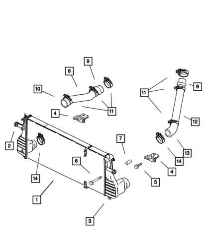 Manguera refrigerador intercooler delantero genuino Mopar 2001-2002 Dodge Ram 2500 52027516AB Foto 4 de 4