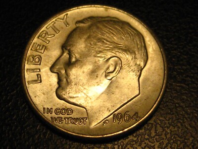 1964-P 90% Silver Roosevelt Head Dime CHOICE BU
