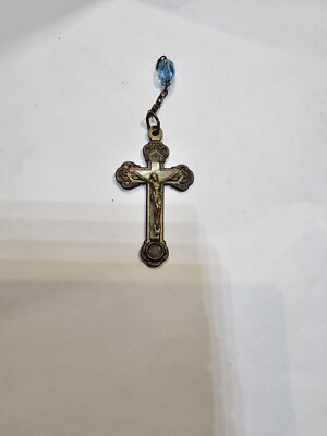 Vintage Terra Catacumba Roma Glas blaue Perlen Reliquie Boden Rosenkranz  