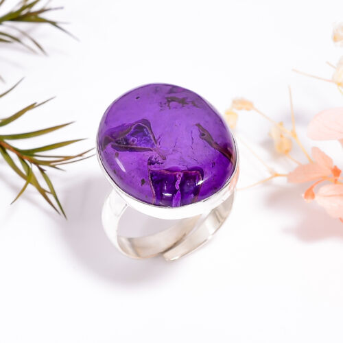 Sugilite Gemstone Handmade Jewelry.925 Silver Plated Ring Adjustable ir_8065 - Picture 1 of 6