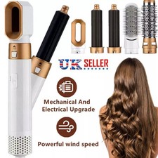 5 IN 1 Pro Hair Dryer Blow Hair Style Curler Straightener Hot Air Brush Gray NEW