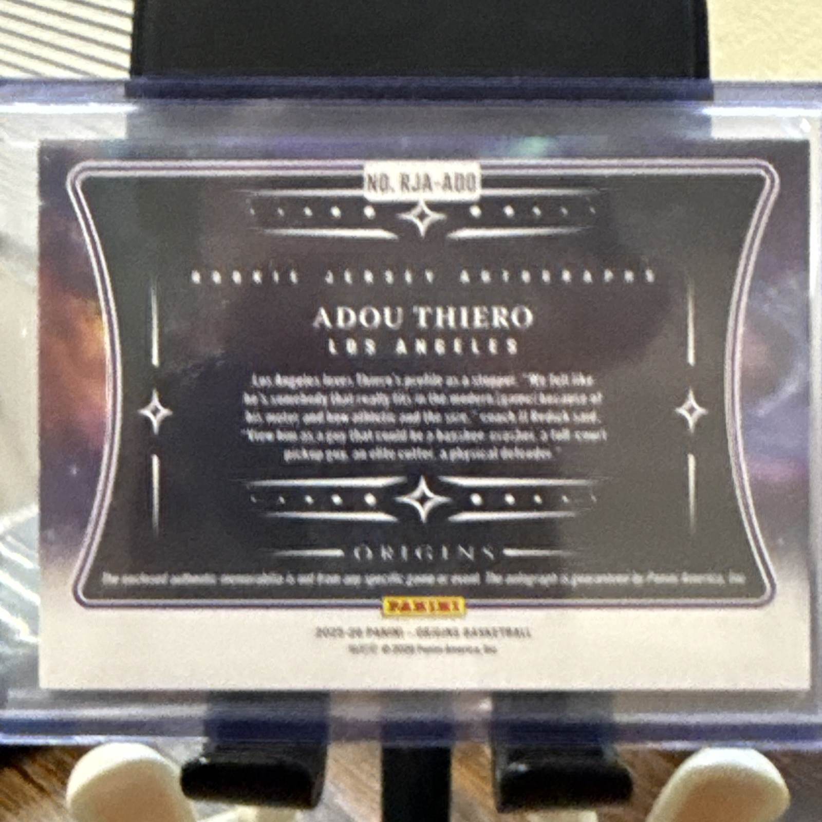 Adou Thiero 2025-26 Panini Origins RC Rookie Patch Auto /49 Lakers RPA view 3