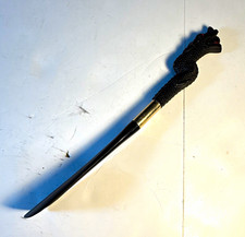 Vintage Japan Dragon Shoe Horn Black Figural Red Jeweled Eyes Mid Century black