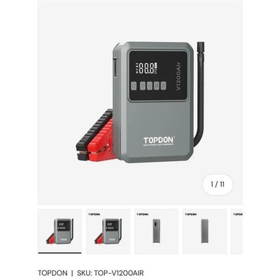 Topdon USA TPV1200AIR 12V 2-in-1 V1200 Air Jump Starter & Air Compressor for Car