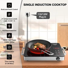 Electric Radiant Cooktop Single Burner Electric Stove Top Hot Plate 1800W 120V