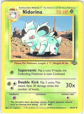 Nidorina 40/64 Uncommon Jungle Unlimited Vintage WotC LP