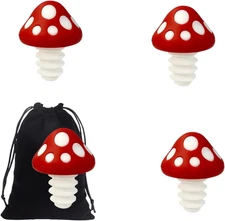 4Pcs Wine Stopper Mushroom Soft Silicone Wine Bottle Stoppers Reusable Leak P...