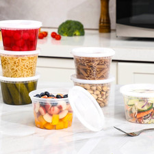 100 Sets 16 Oz Plastic Deli Containers with Lids, Airtight Food Storage Conta...