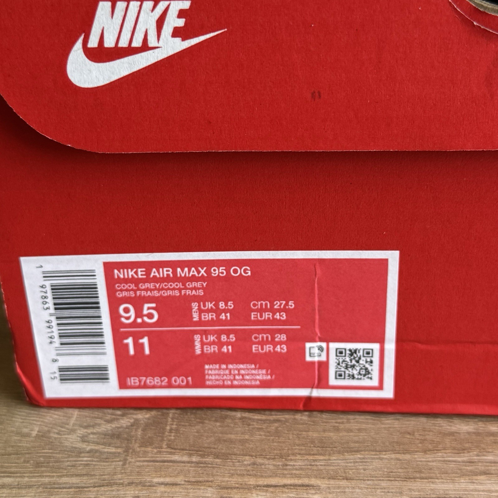 NIKE AIR MAX 95 OG COOL GREY, UK 8.5, RRP£175, IB7682-001, NEW. image 4