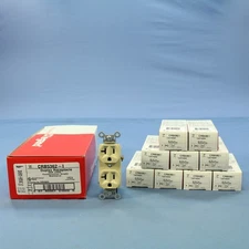 10 PS Ivory Construction Duplex Outlet Receptacles NEMA 5-20R 20A 125V CRB5362-I