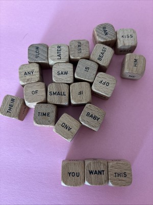 1971 Scrabble Sentence Cube Game Replacement Parts Set 21 Wooden Cubes