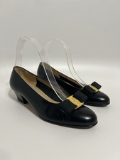 Vtg Salvatore Ferragamo Black Leather Heels 5