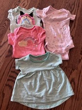 0-3 Mo Girl Lot Onesies Dress NWOT Multicolor Gerber Cat Jack
