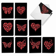 20 Valentine's Day Card Pack w/Envelopes - Hearts and Butterflies NobleWorks