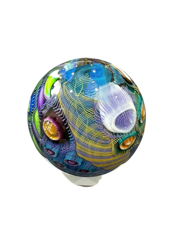 NUEVO vidrio artístico firmado orbe de 3” inspirado en el paisaje marino por Scott Garrelts Foto 3 de 4