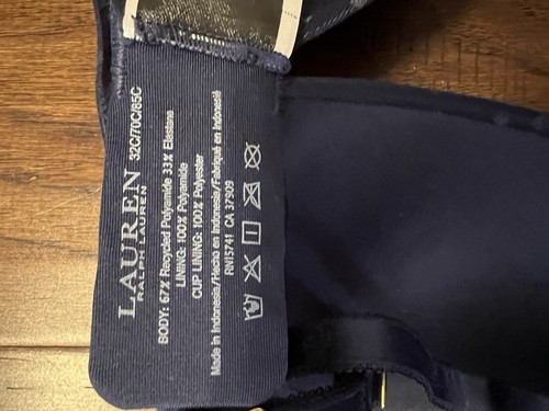 Lauren Ralph Lauren Comfort Repeat-Logo Wireless T-Shirt Bra, Navy, 32C MSRP $52 - Picture 6 of 8