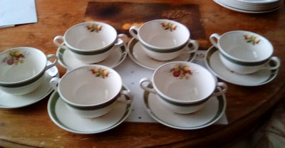 Crown Duval Nordic Zitrus Suppenschale & Untertasse/Teller 6er Set