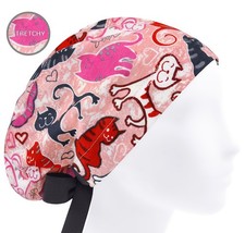 Scrub cap stretchy, womens scrub hat, surgical caps, cats nurse cap