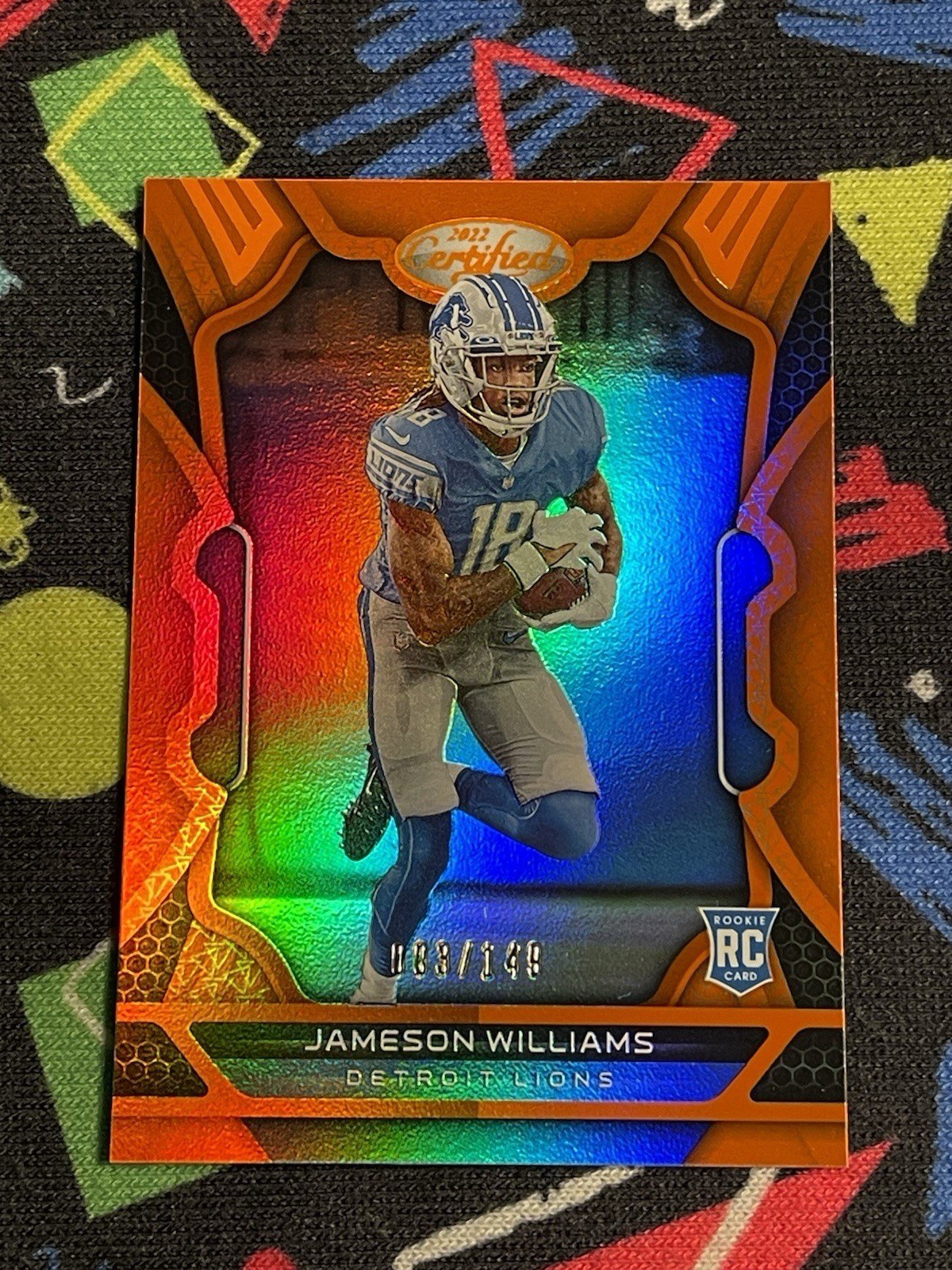 2022 Panini Certified Jameson Williams Mirror Orange #116 Rookie RC /149