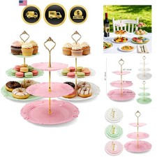 3 Pack 3 Tier Plastic Cupcake Stand, Dessert Cup Cake Holder Tower Reusable T...