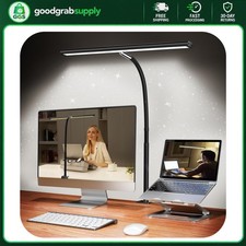 LED Desk Lamp with Clamp 17 Inch Stepless Dimming Black