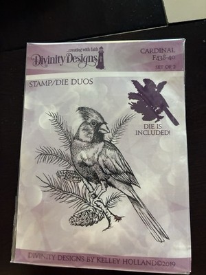 Stamp and Die Set Cardinal On A Pine Branch / Divinity Designs Christmas