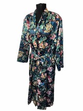 VTG Victoria's Secret Gold Label Floral Full Length Robe w/Belt Shoulder Pads