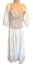 Reformation Linen Midi Dress Ivory Puff Sleeve Size 4 Cottagecore Milkmaid