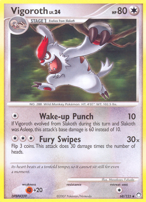 VIGOROTH 68/123 UNCOMMON MYSTERIOUS TREASURES POKEMON LIGHTLY PLAYED